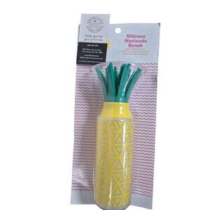 Silicone Pineapple-Style Marinade Brush With Flexible Bristles & Yellow Geometri